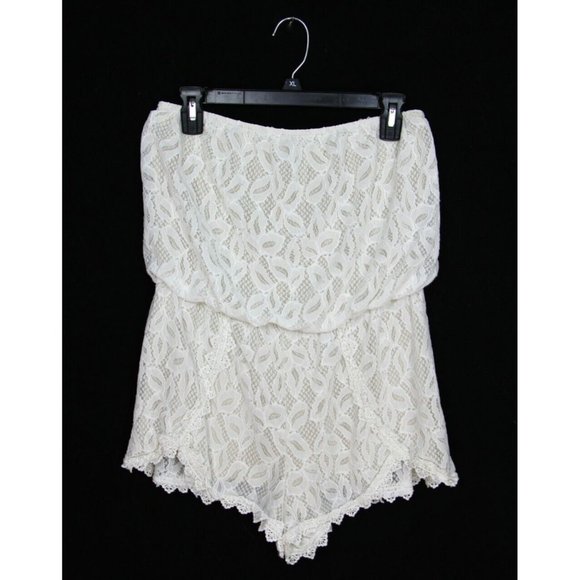 Free People Tahlia Strapless Lace Romper Ivory M - Picture 3 of 4